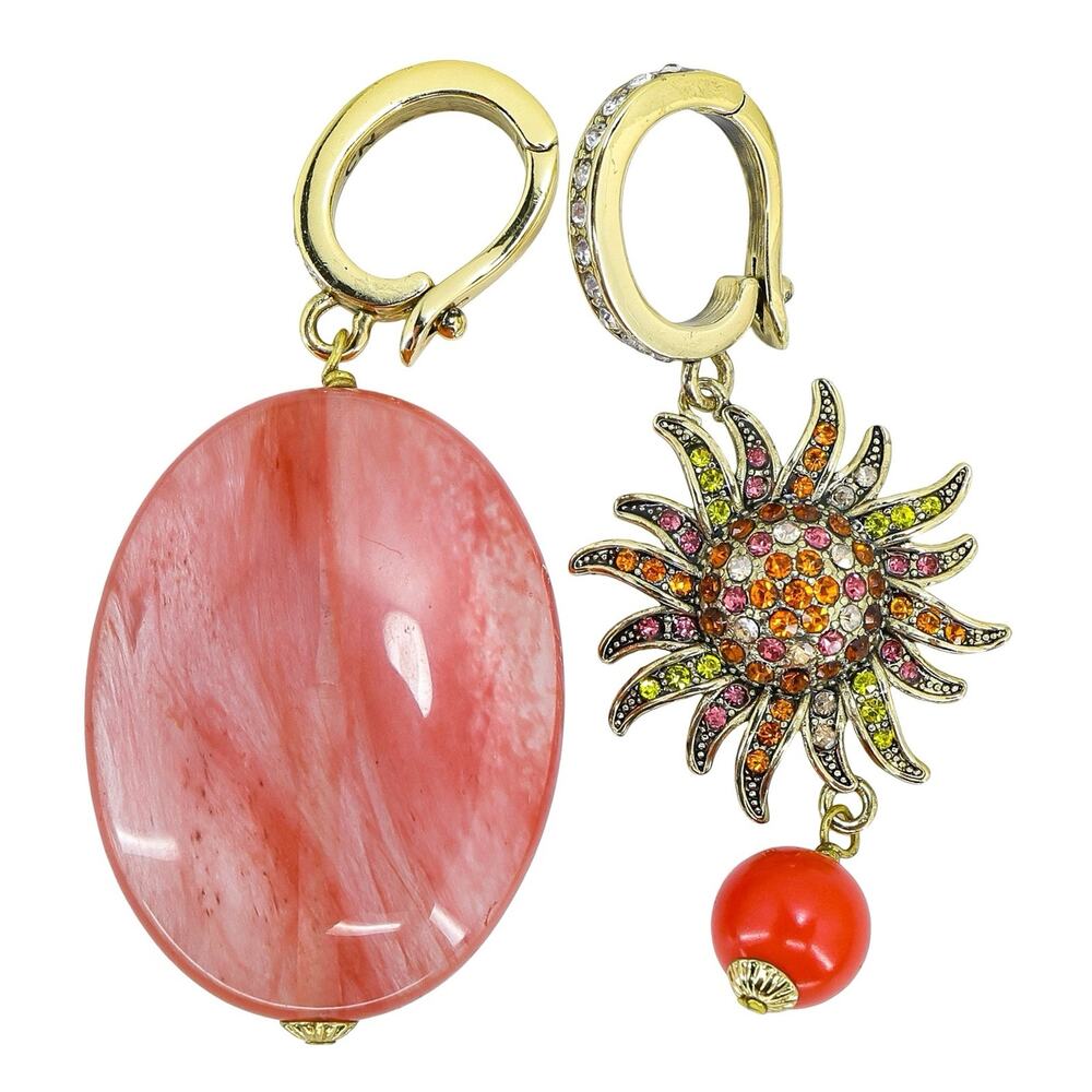 Lot of 2 Heidi Daus enhancer pendants wide hinged bails pink orange coral red